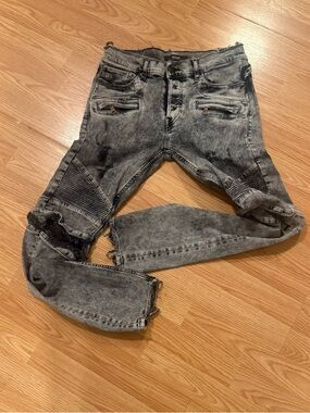 Men's Washed Black Distressed Jeans - Hudson Los Angeles